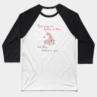 unicorns believe in you- watercolor Baseball T-Shirt